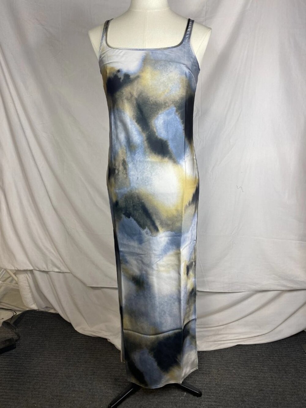 Samsoe Womens Maxi Dress Aquarel Core Size M Slim Fit With Unique Abstract Print